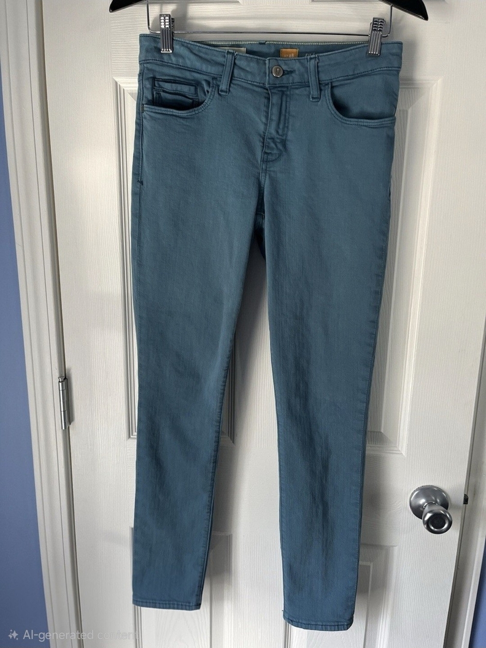 Anthropologie Pilcro and the Letterpress skinny jeans in a distinctive teal blue